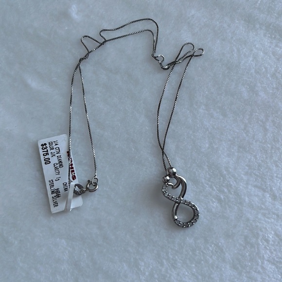 NEW 1/4 Genuine Diamond Sterling Silver Chain Mother Daughter Pendant Necklace - Picture 4 of 7
